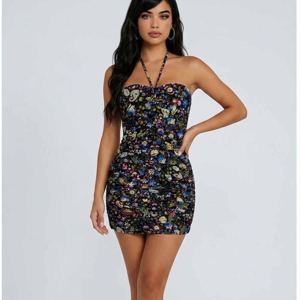 ZARA Floral Print Mini Dress Size Medium NWT